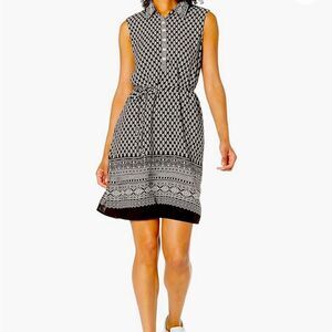 NWT Aventura Women's Mckinley Dress Black + White Removable Tie Belt Size Small